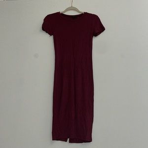 Forever 21 Short Sleeve Bodycon T Shirt Dress | Wine | Size US Small | NWT